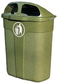 Vonkajší odpadkový kôš WALTER, 60 L, olivovo zelený