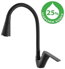 RAV SLEZÁK Vltava drezová batéria so silikónovým ramienkom čierna vte406.0/13cmat VTE406.013CMAT