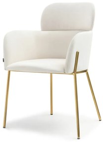 Dizajnová jedálenská stolička RIA krémová zlaté nohy