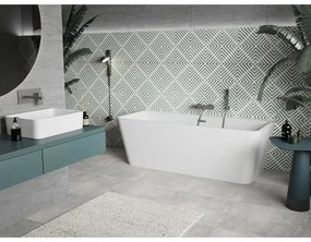 Mexen Volta, voľne stojaca nástenna vaňa 170 x 75 cm, biela, brúsený grafit prepad, 51131707500-95