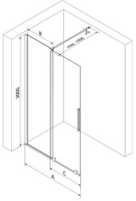 Mexen Velar, sklo k posuvným sprchových dverám 85x200 cm, 8mm číre sklo, 871-085-000-00-00