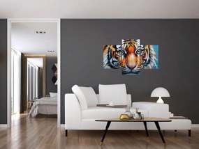Obraz - Pohľad tigra, maľba (90x60 cm)