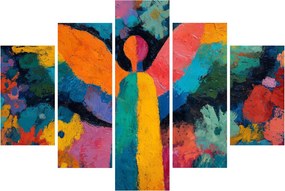 Obraz - Abstraktný anjel s kvetmi (150x105 cm)