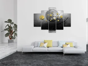 Obraz zlatých abstraktných gulí (150x105 cm)