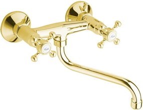 Nástenná umývadlová batéria v zlatej farbe (1 výstup) Antea – Sapho