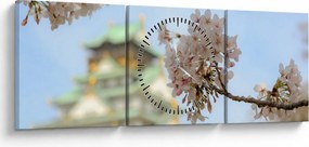 Obraz - Sakura (s hodinami) (90x30 cm)
