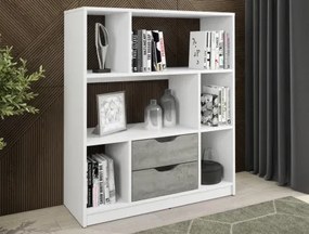 Nízký regál/knihovňa Sten Mini, biela/šedý betón%