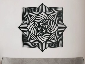 drevko Vyrezávaná drevená mandala Ruža Rozmer obrazu: 44,5 x 44,5 cm, Farba dekorácie: Čierna