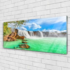 Obraz plexi Vodopád jazero príroda 125x50 cm
