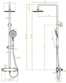 Laveo Volumo, sprchový set s termostatickou batériou 150mm, čierna matná, LAV-PLV_70OB
