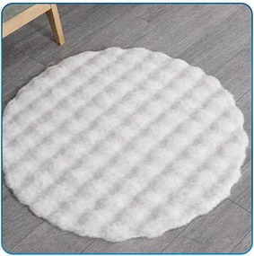 Okrúhly Bublinový koberec Rabbit Bubble 120 cm biely plyšový