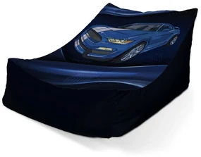 Sablio Sedací vak Lounge Mustang Modré pozadie s pruhmi - 80 x 95 x 50 cm