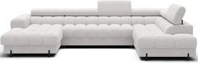 Krémovobiela rozkladacia rohová pohovka z textílie buklé (pravý roh/do tvaru "U") Feraria – ELTAP