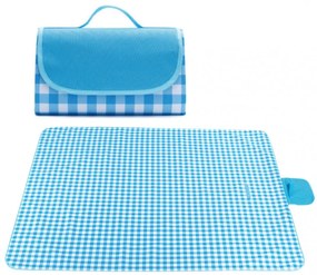 Pikniková deka s károvaným vzorom modrobiela 200 x 145 cm