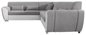 Rozkladacia rohová sedacia súprava VISEU do tvaru L s úložným priestorom, pravá, šedá/biela