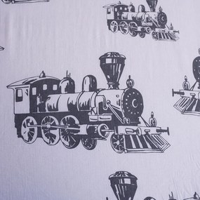 Sivá napínacia bavlnená detská plachta 90x200 cm Train – Jerry Fabrics