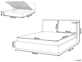 Zamatová posteľ s úložným priestorom 180 x 200 cm krémová biela BAJONNA Beliani