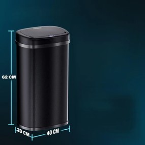 InternetovaZahrada Bezdotykový hranatý odpadkový kôš s USB 50 L - čierny