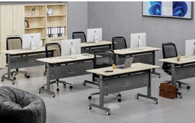 Mobilný stôl PRIMO MOBI, 140x60 cm, biela podnož, dub prírodný