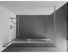 Mexen Kioto+, sprchová zástena Walk-In s poličkou a vešiakom 110 x 200 cm, 8mm číre sklo-námraza, brúsená oceľ profil, 800-110-121-97-35