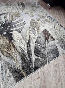 Koberec Villa 869 béžovo-sivý s listovým vzorom – viac rozmerov Rozmer: 80x150 cm