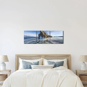 Obraz ľadovej skaly (s hodinami) (90x30 cm)