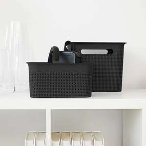 Úložný box s rúčkami BRISEN 7l, 26x18x21cm, čierny S vekom / Bez veka: Bez veka