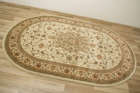Koberec Super Rose D373A Ornament svetlobéžový / krémový ovál