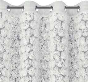 ZÁCLONA NA KRÚŽKOCH EVA MINGE ROSES1 140X250 CM BIELA