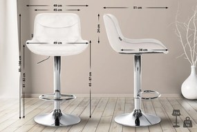 Barová stolička Vonore - zamat, chróm rám - Krémová