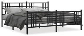 Kovový rám postele s čelom a podnožkou čierny 200x200 cm 376349
