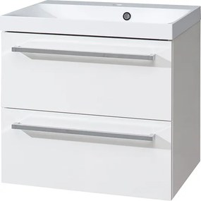 Mereo, Mereo Bino, kúpeľňová skrinka s umývadlom z liateho mramoru 61 cm, biela, MER-CN660M