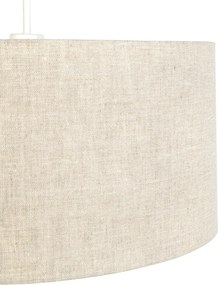 Rustikálne závesné svietidlo biele so svetlosivým bavlneným tienidlom 50 cm - Combi