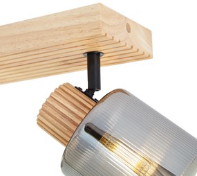 Moderné bodové svietidlo drevené s dymovým sklom 3-svetlá otočné a naklápacie - Gracy