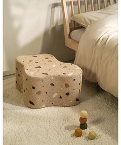 Svetlohnedý detský puf z textílie buklé/ženilkový Terrazzo Cloud – Wigiwama