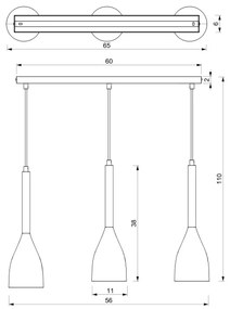 Luster na lanku MUZA 3xE27/60W/230V