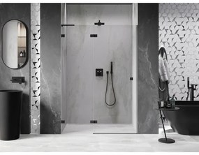 Mexen, Mexen Lunar L ľavé otočné sprchové dvere 140 cm, transparentné, čierne - 834L-140-000-70-00-L