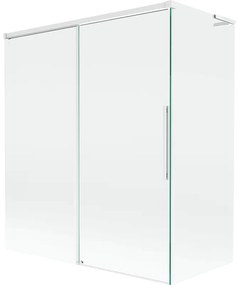Mexen Rox, L posuvná 2-krídlová vaňová zástena 140 + 70 x 150 cm, 8mm číre sklo, biely profil, 8C9L-140-070-20-00