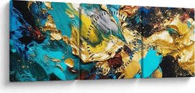 Obraz - Textúrovaná olejomaľba (s hodinami) (90x30 cm)