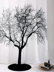 Erga Peva, sprchový záves 180x200cm, polyester, biela-čierna vzor strom, ERG-04440