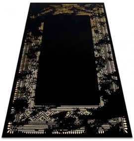 Koberec GLOSS moderný 408C 86 vzor rámu štýlový, glamour, art deco čierna / zlatá Veľkosť: 80x300 cm