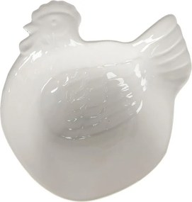 Biela keramická miska v dizajne sliepky Campagne - 23 * 26 * 7 cm