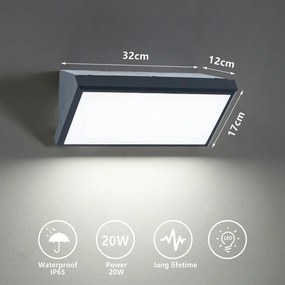 Brilagi - LED Vonkajšie nástenné svietidlo TRIANGLE LED/20W/230V antracit IP65