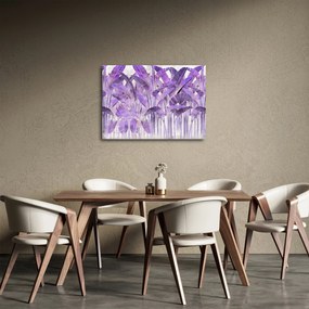 Obraz - Fialové listy v omietke (70x50 cm)