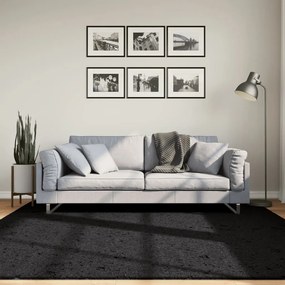 Chlpatý koberec vysoký vlas moderný čierny 200x200 cm 375282