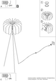 Stojacia lampa Mula, 1x béžové plstené tienidlo, b, (fi 45cm)