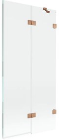 Mexen Lunar, 2-krídlová vaňová zástena pravá 90 x 150 cm, číre sklo, medená matná, 897-090-100-65-00-P