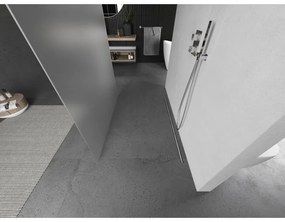 Mexen Kioto, sprchová zástena Walk-In 100 x 200 cm, 8mm sklo námraza, brúsená oceľ profil,  800-100-002-97-30