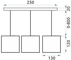 Toolight - závesné svietidlo Glamour, APP513-3CPR 3xE27, OSW-08552