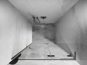 Mexen, Mexen Lunar L otočné sprchové dvere pravé 85 cm, transparentné, brúsený nikel - 834L-085-000-97-00-P